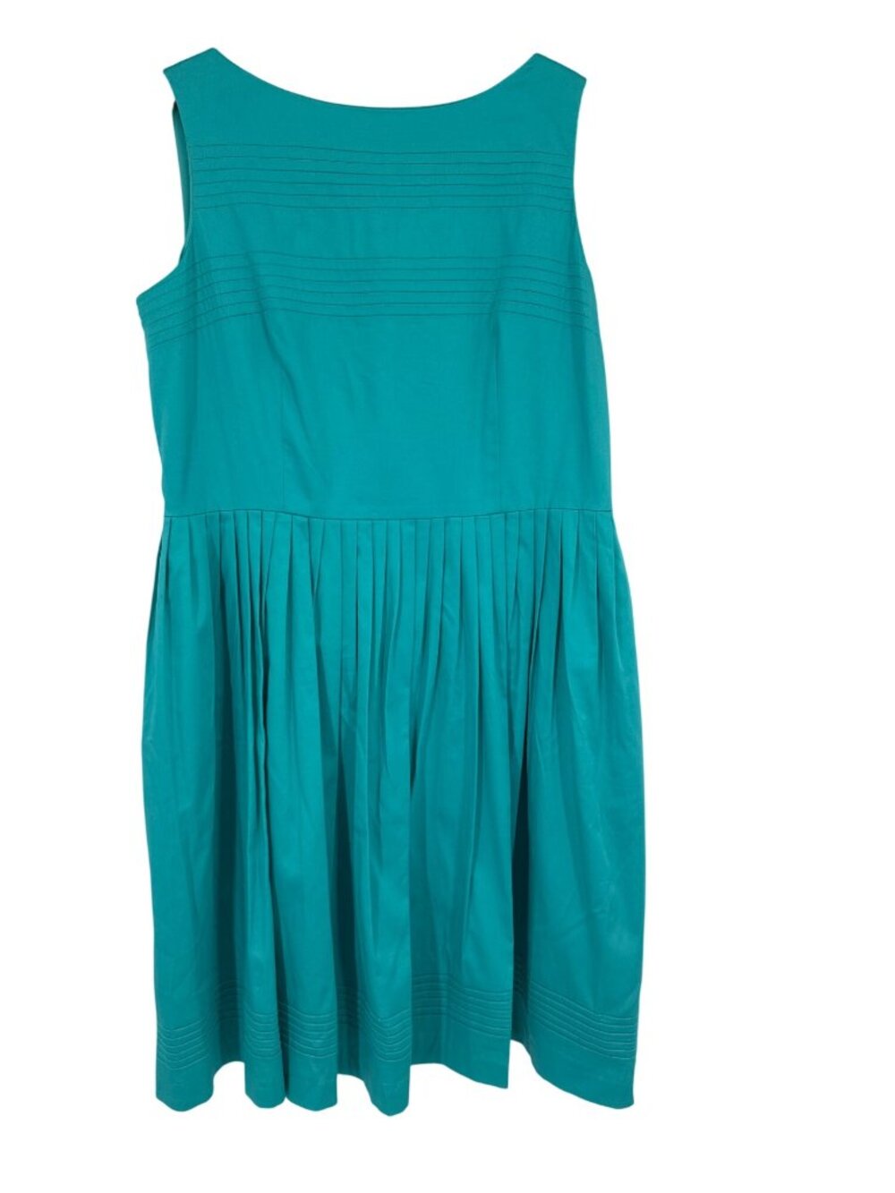 Anne Klein Teal Sleeveless Pleated Fit Flare Dress Size 16 Cotton Blend new $12